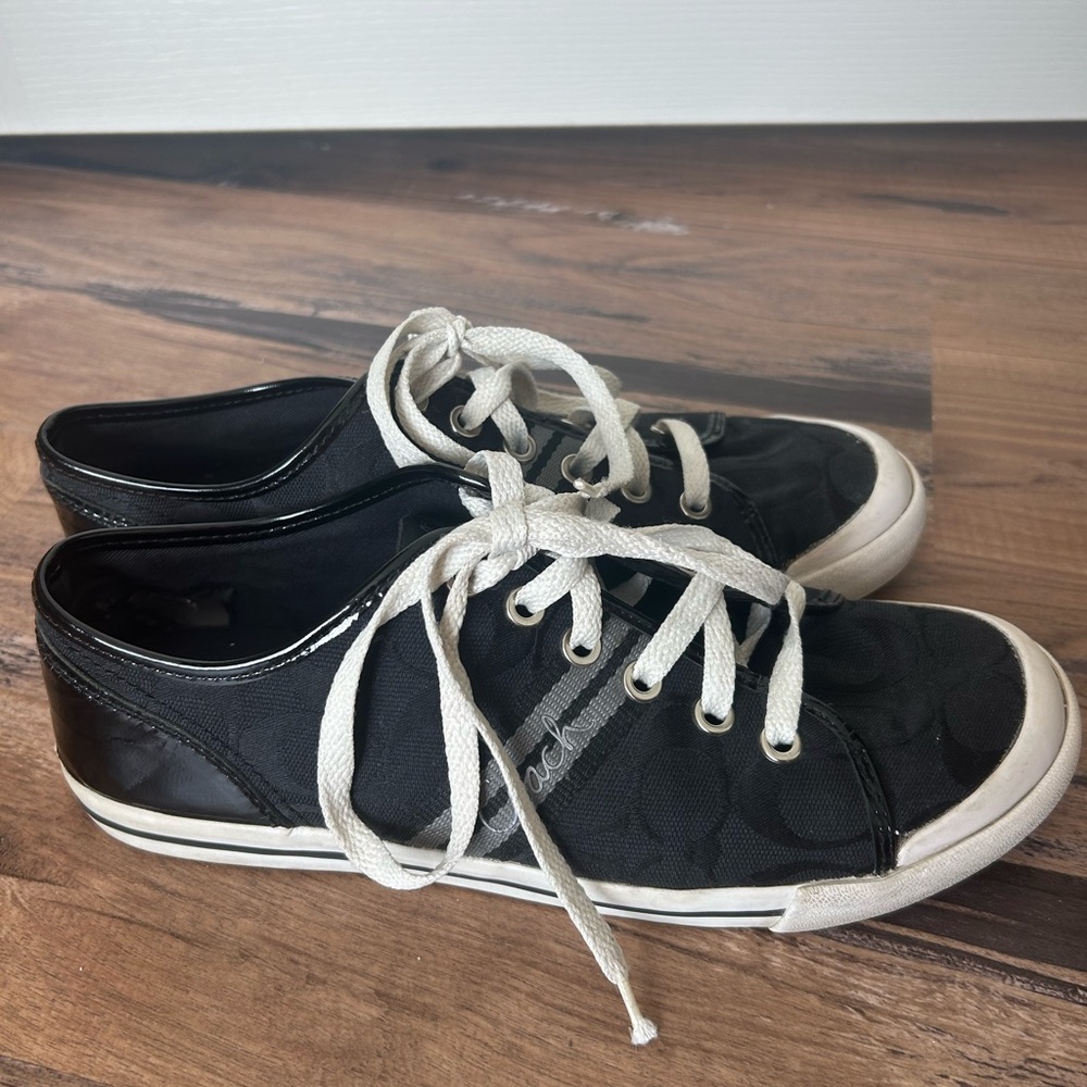 Coach Black Sneakers with Cream Laces